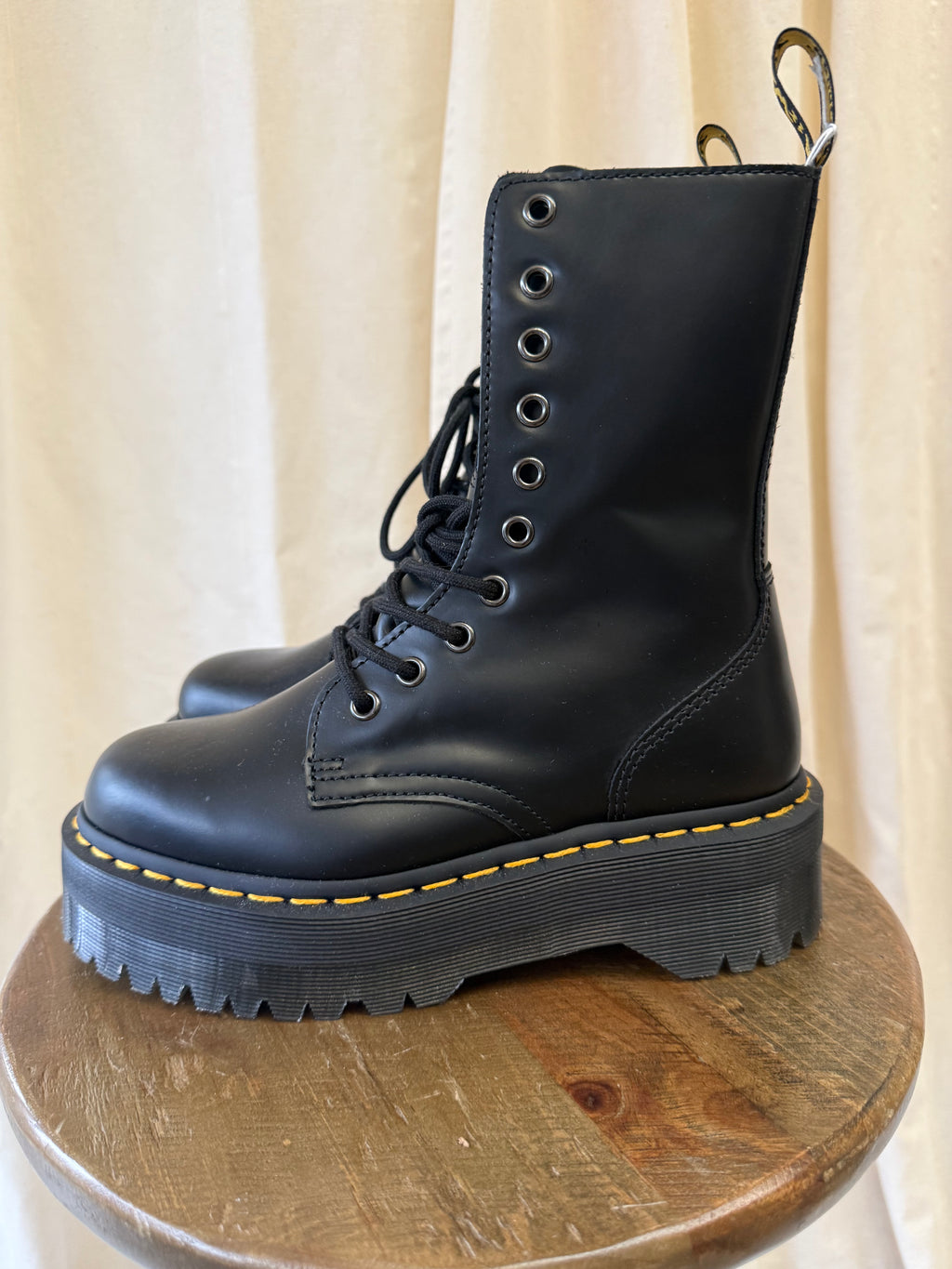 Doc Martens Jadon Smooth Leather Platform Boots, Size 4
