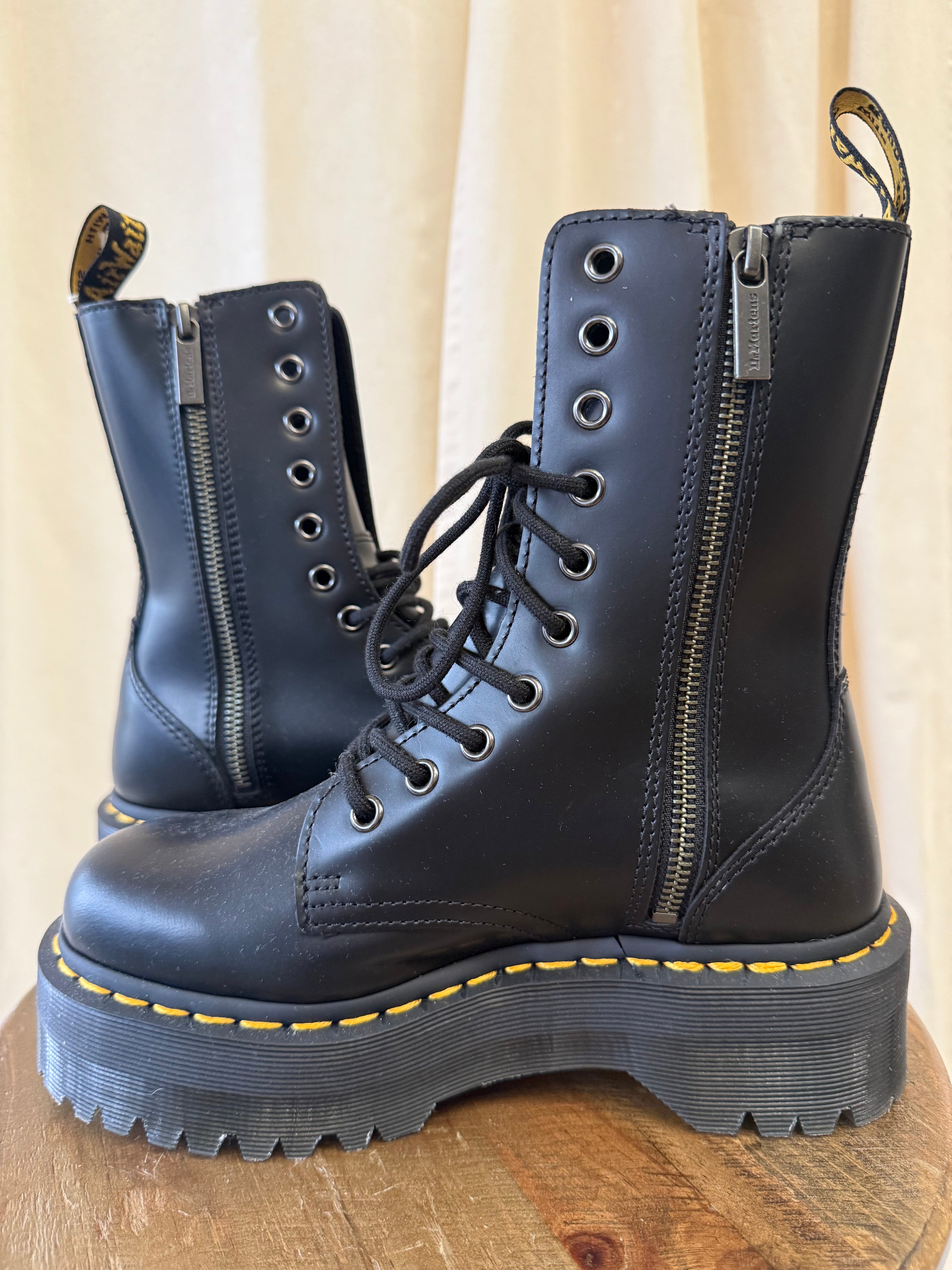 Doc Martens Jadon Smooth Leather Platform Boots, Size 4