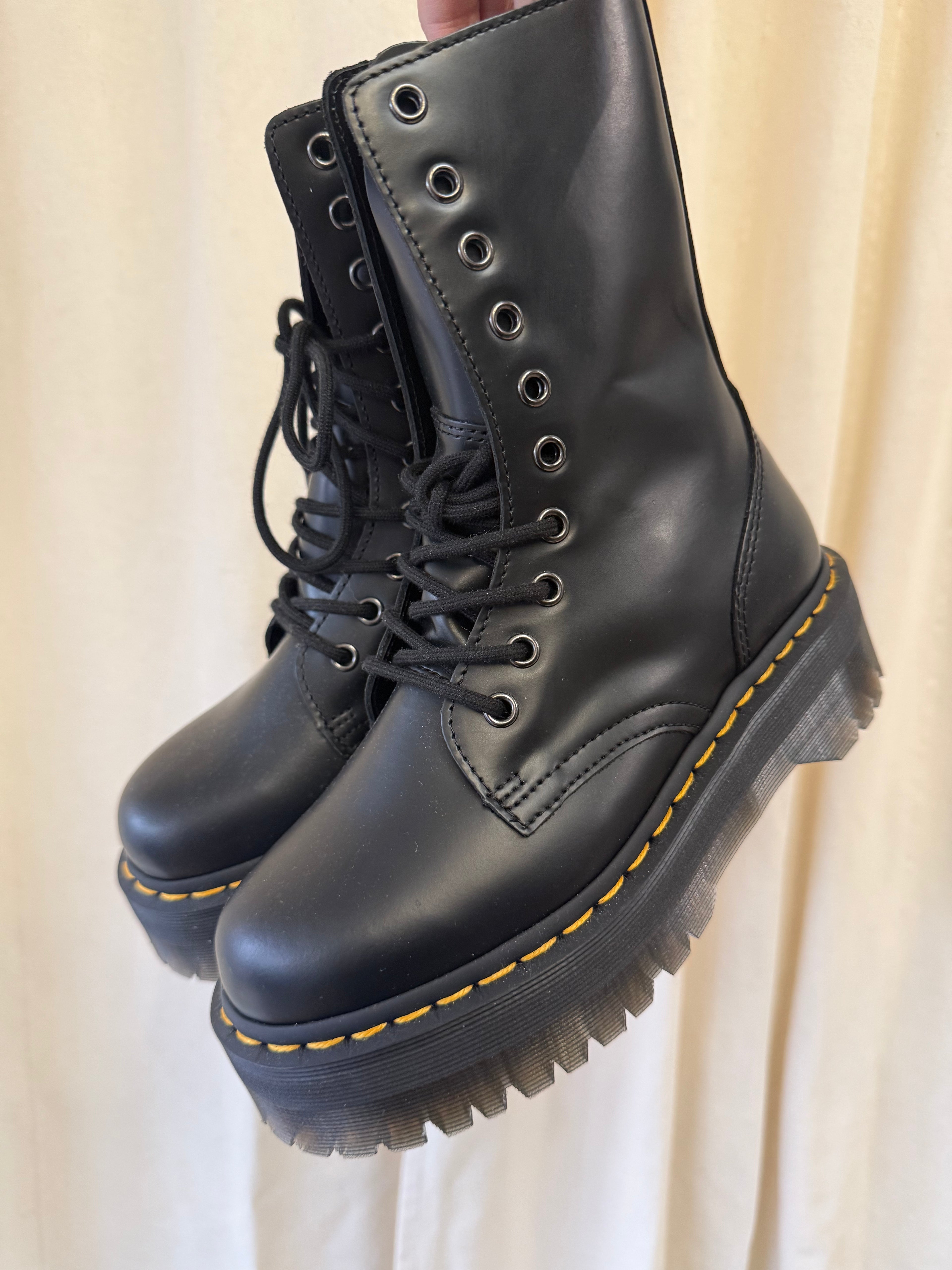 Doc Martens Jadon Smooth Leather Platform Boots, Size 4