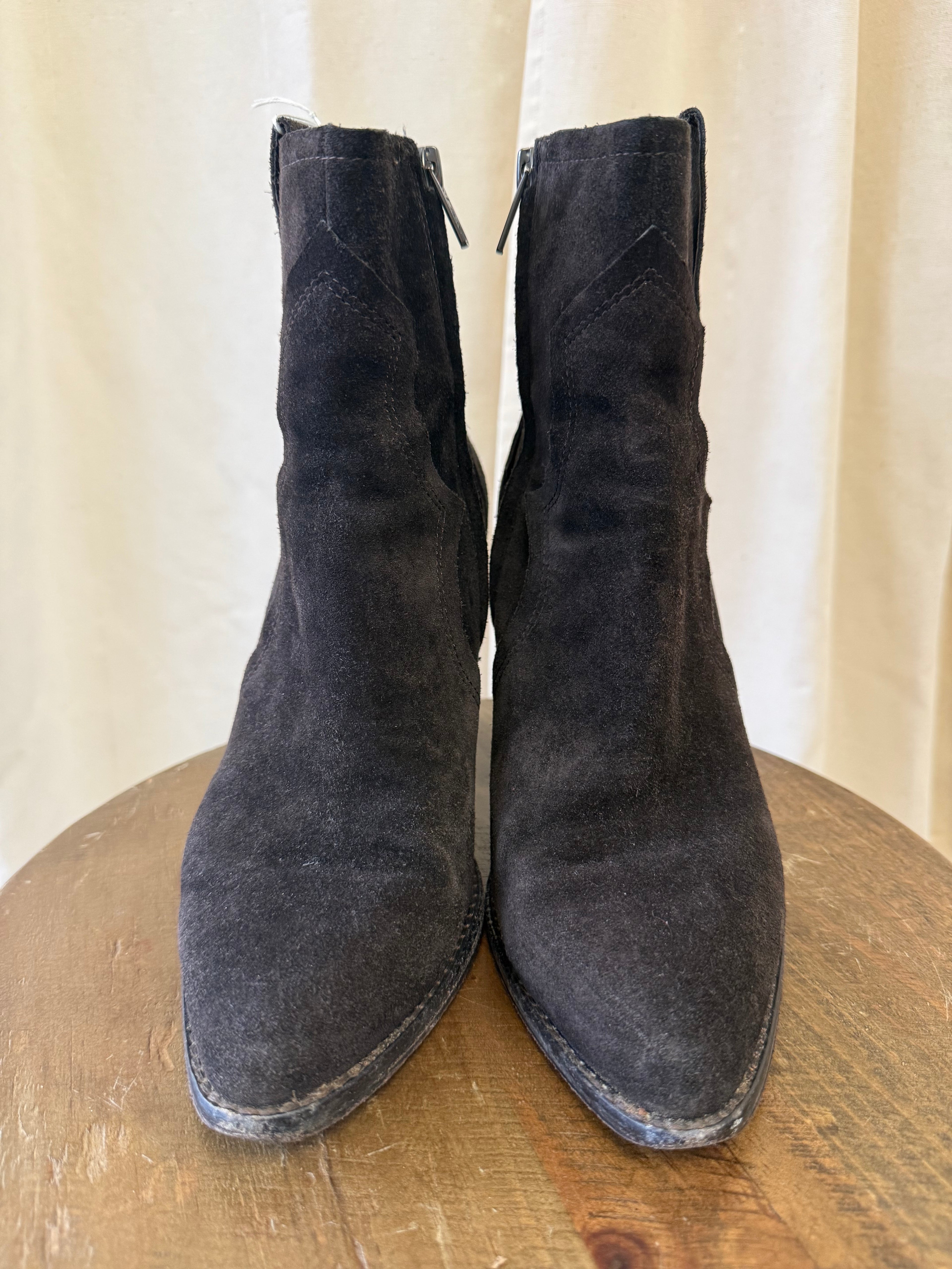 Ash Chocolate Brown Suede Cowboy Ankle Boots, Size 5