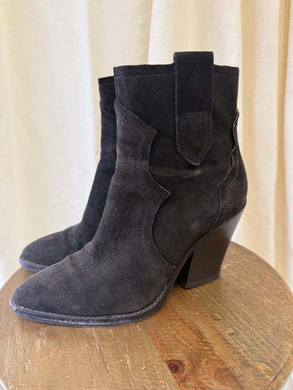 Ash Chocolate Brown Suede Cowboy Ankle Boots, Size 5