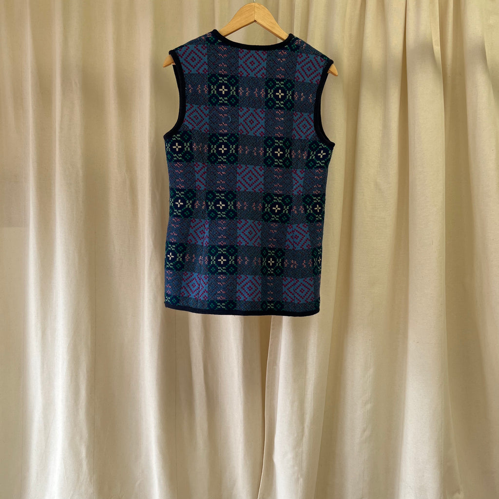 Welsh Wool vest with silver buckle in blue