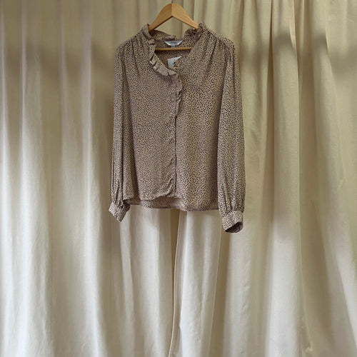 & Other Stories shirt with ruffle collar in fawn print