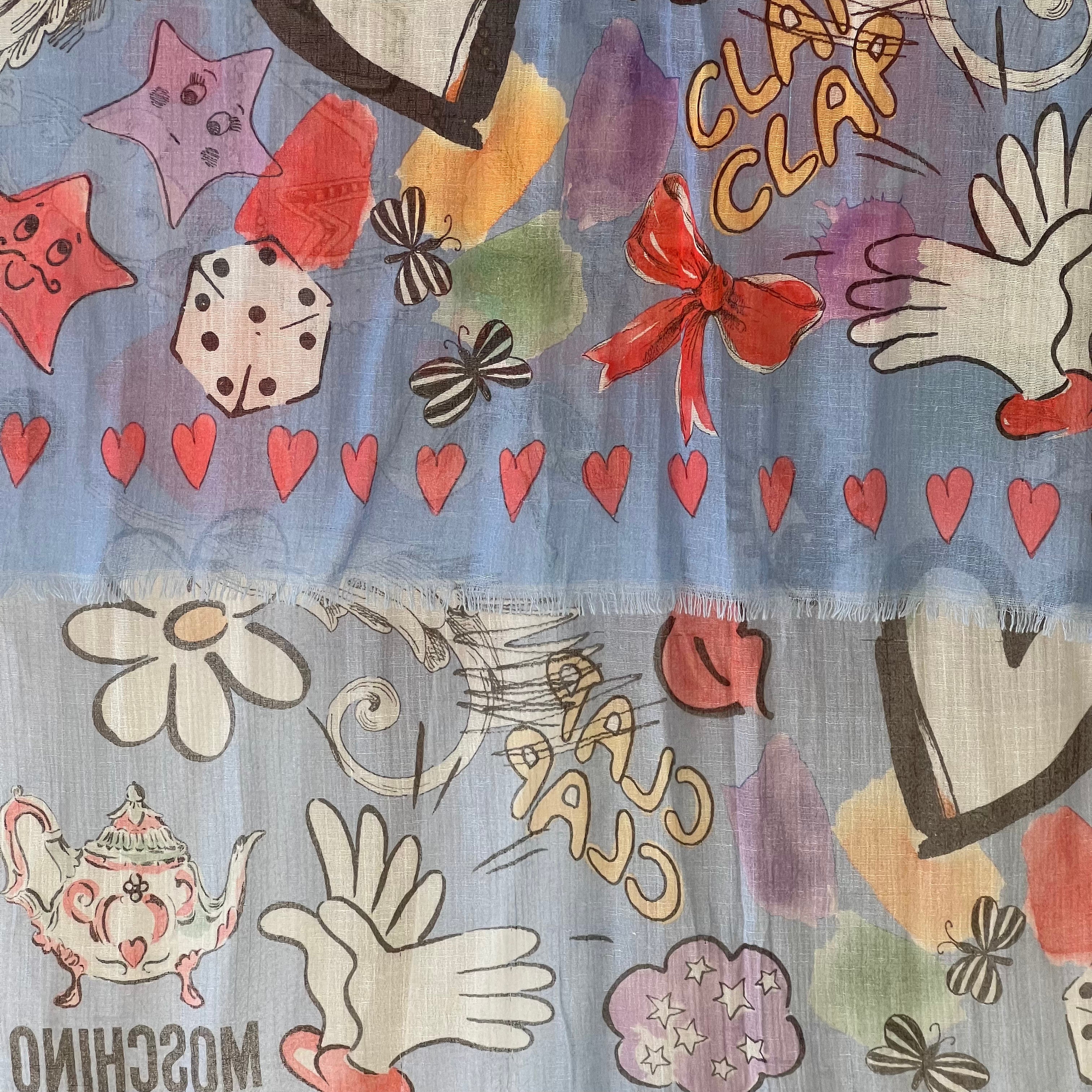 Moschino Cheap & Chic cotton sheer scarf in pale blue