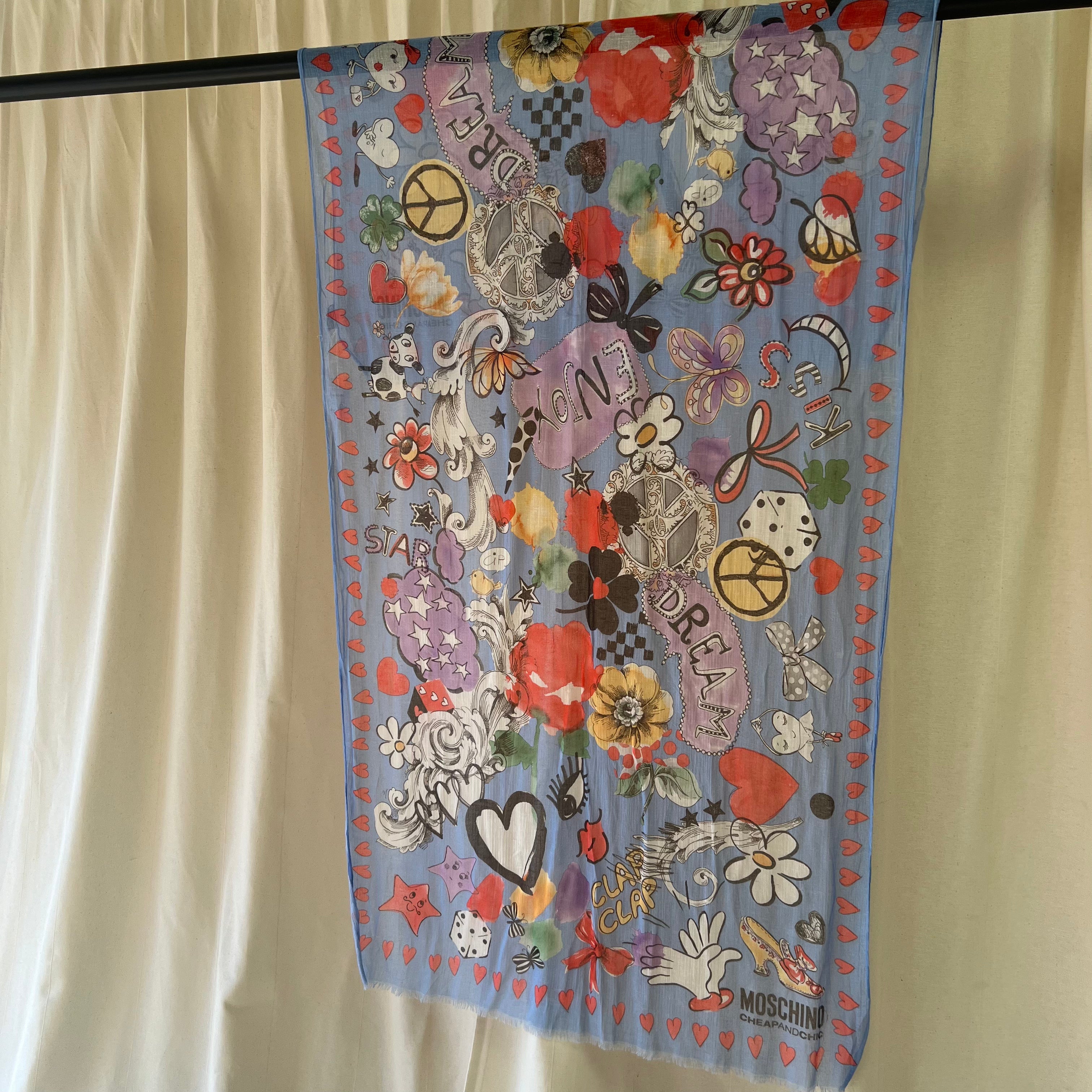 Moschino Cheap & Chic cotton sheer scarf in pale blue