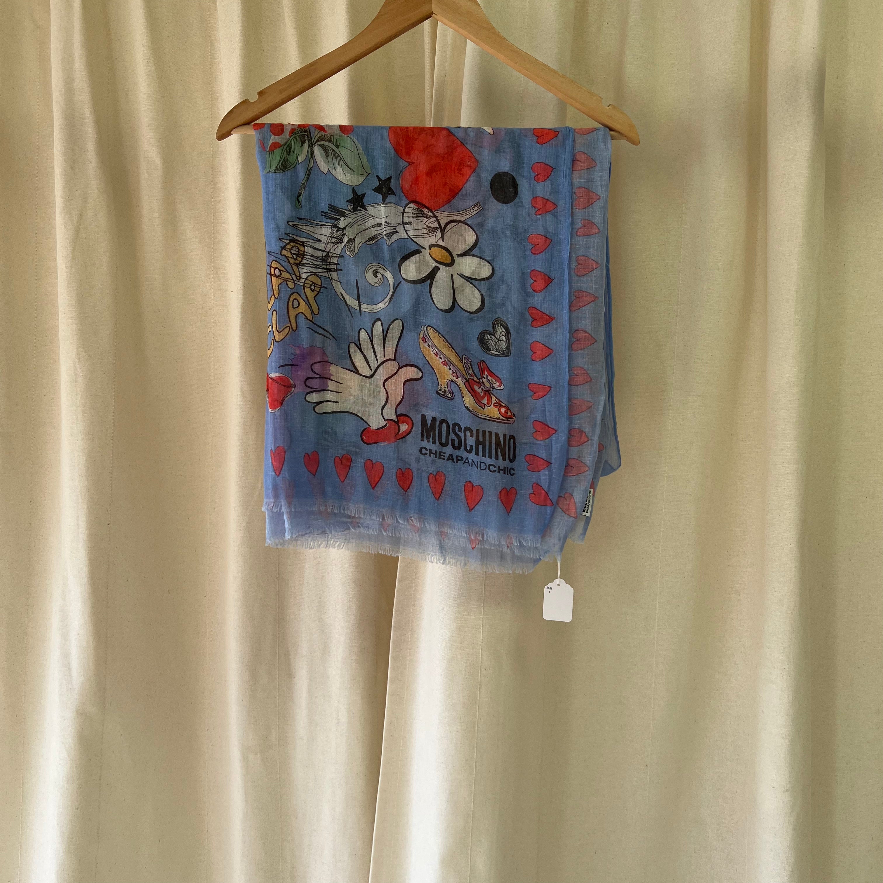 Moschino Cheap & Chic cotton sheer scarf in pale blue