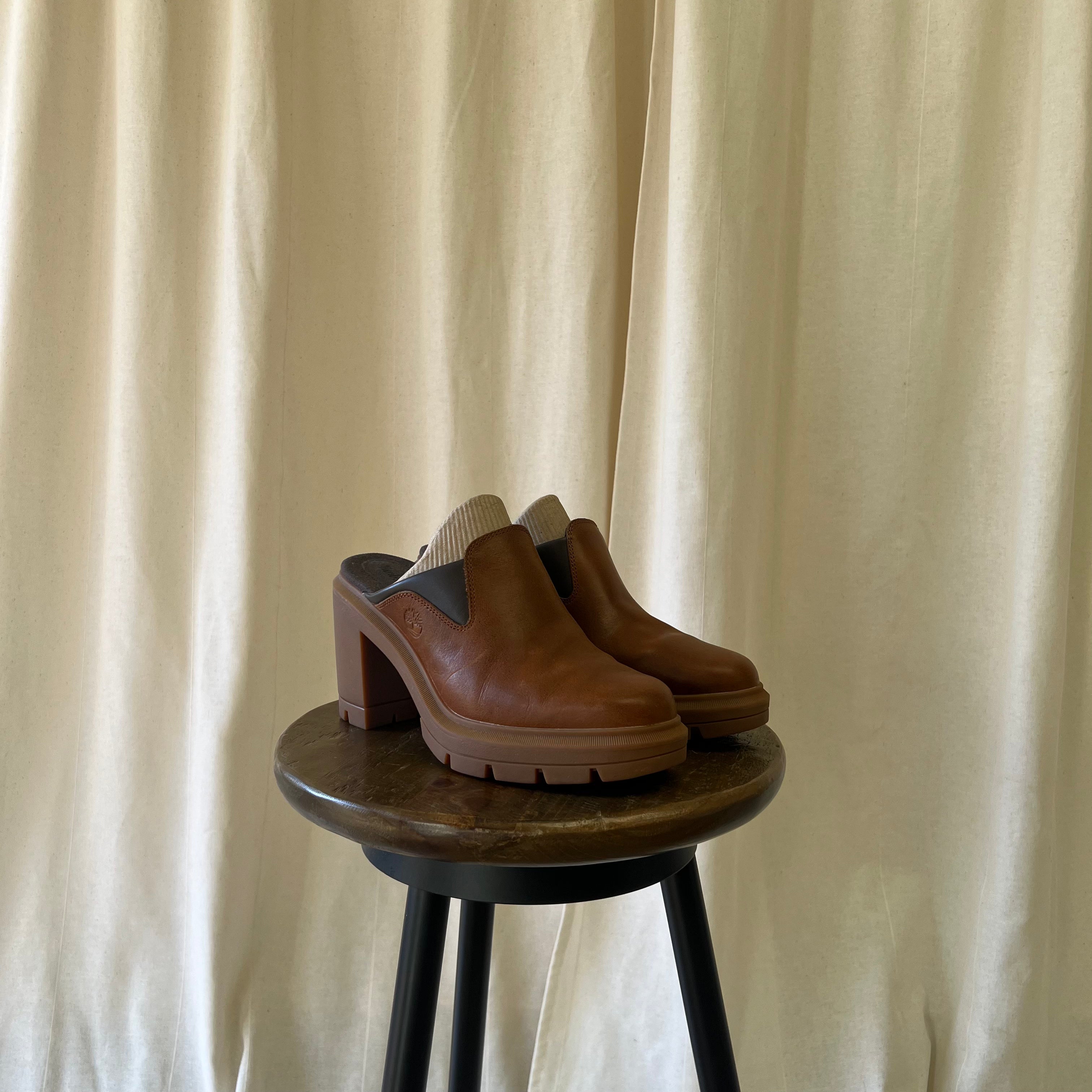 Timerberland heeled clogs in brown