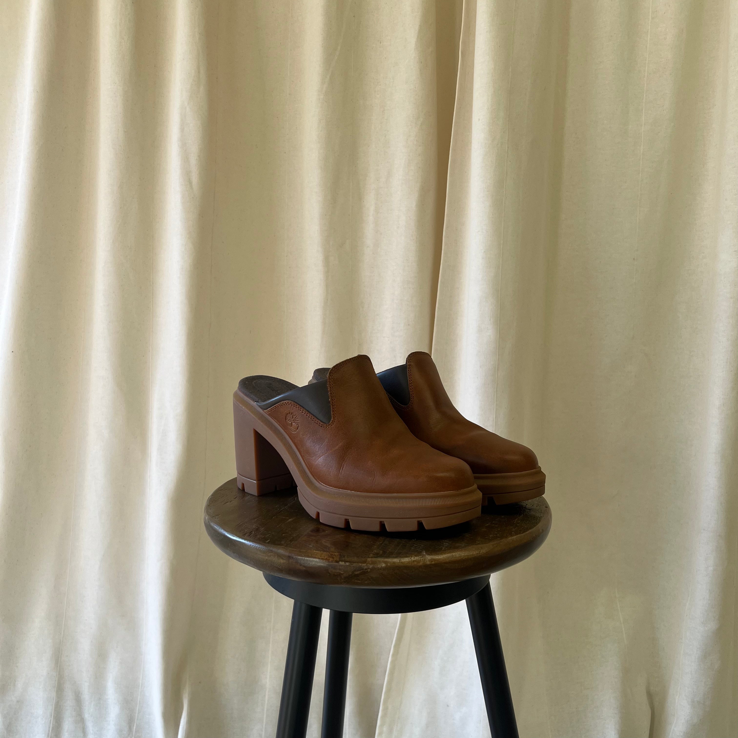Timerberland heeled clogs in brown