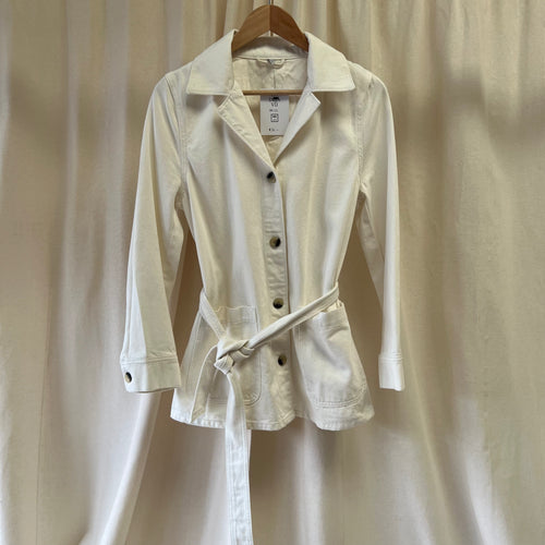 & Other Stories denim shirt jacket with waist ties in white