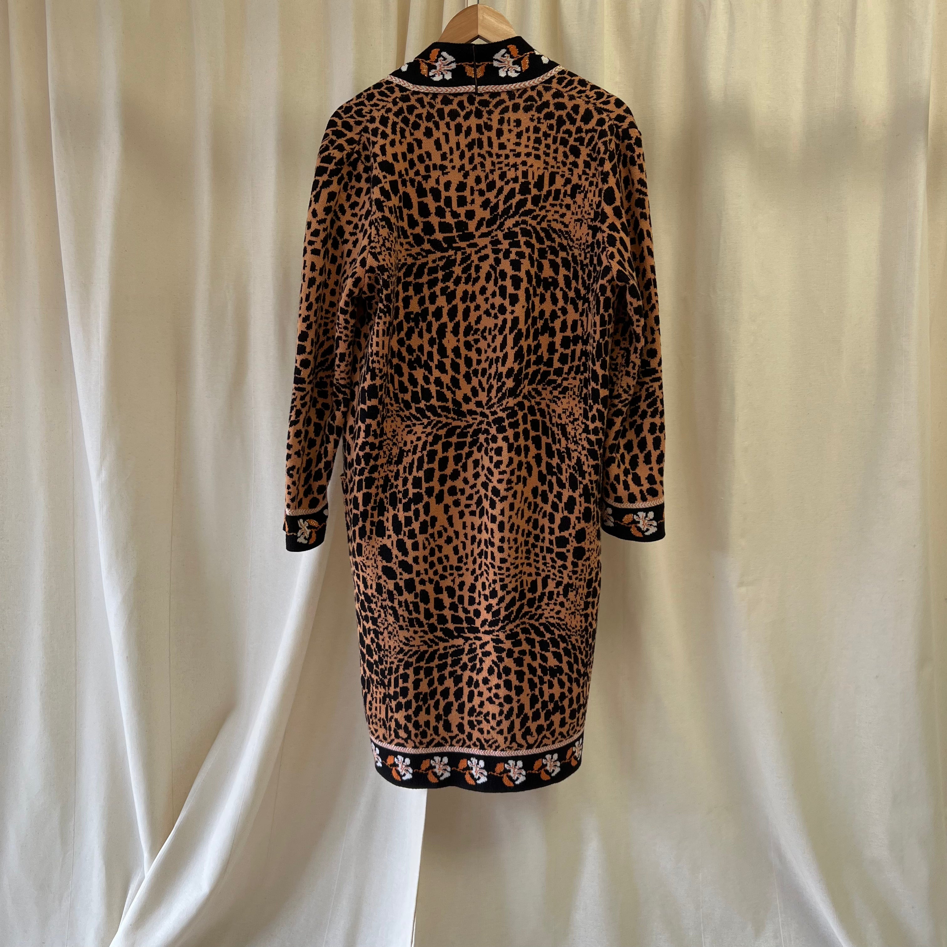 Hayley Mendez floral border long length open cardigan in black and orange