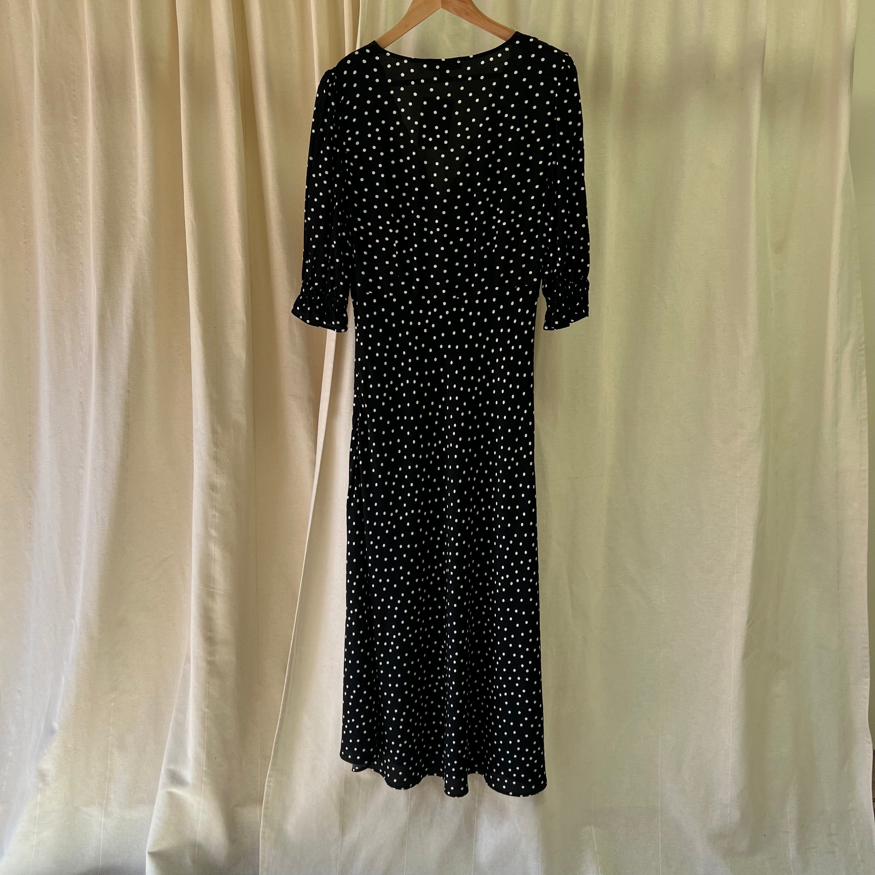 M&S maxi dress in black and white polka dot