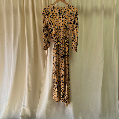 & Other Stories wrap maxi dress in brown with orange florals