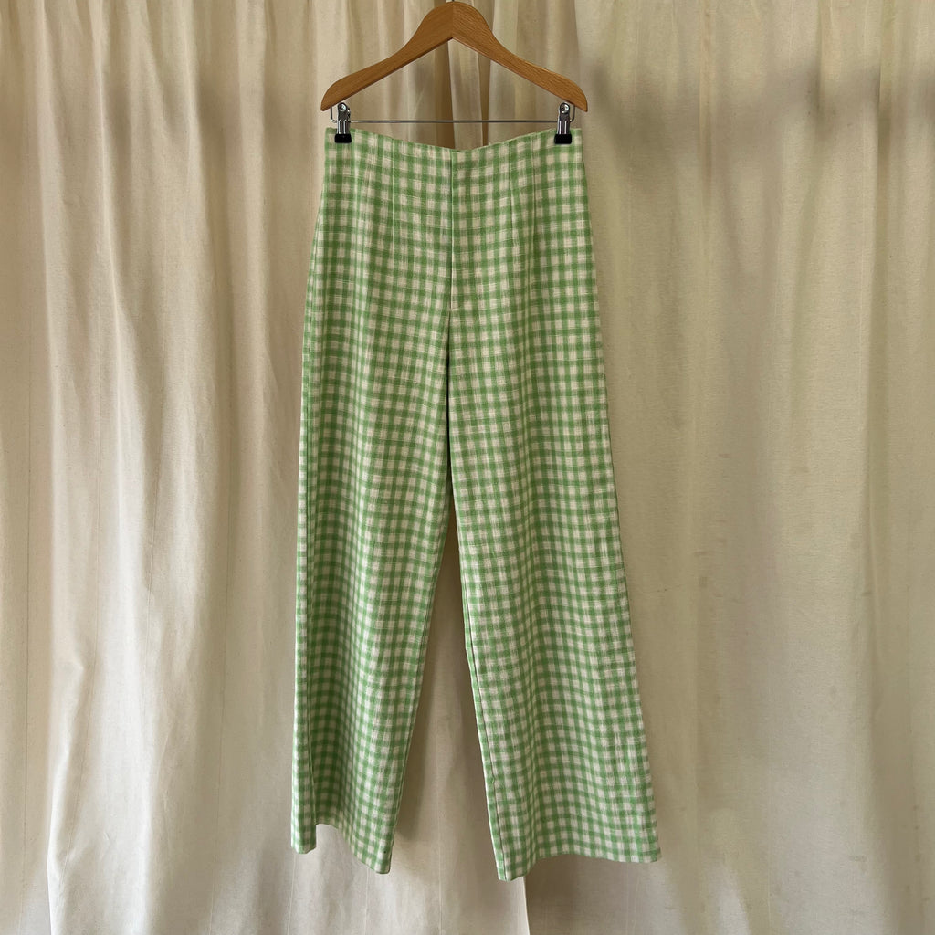Zara wide leg trousers in cream and green gingham