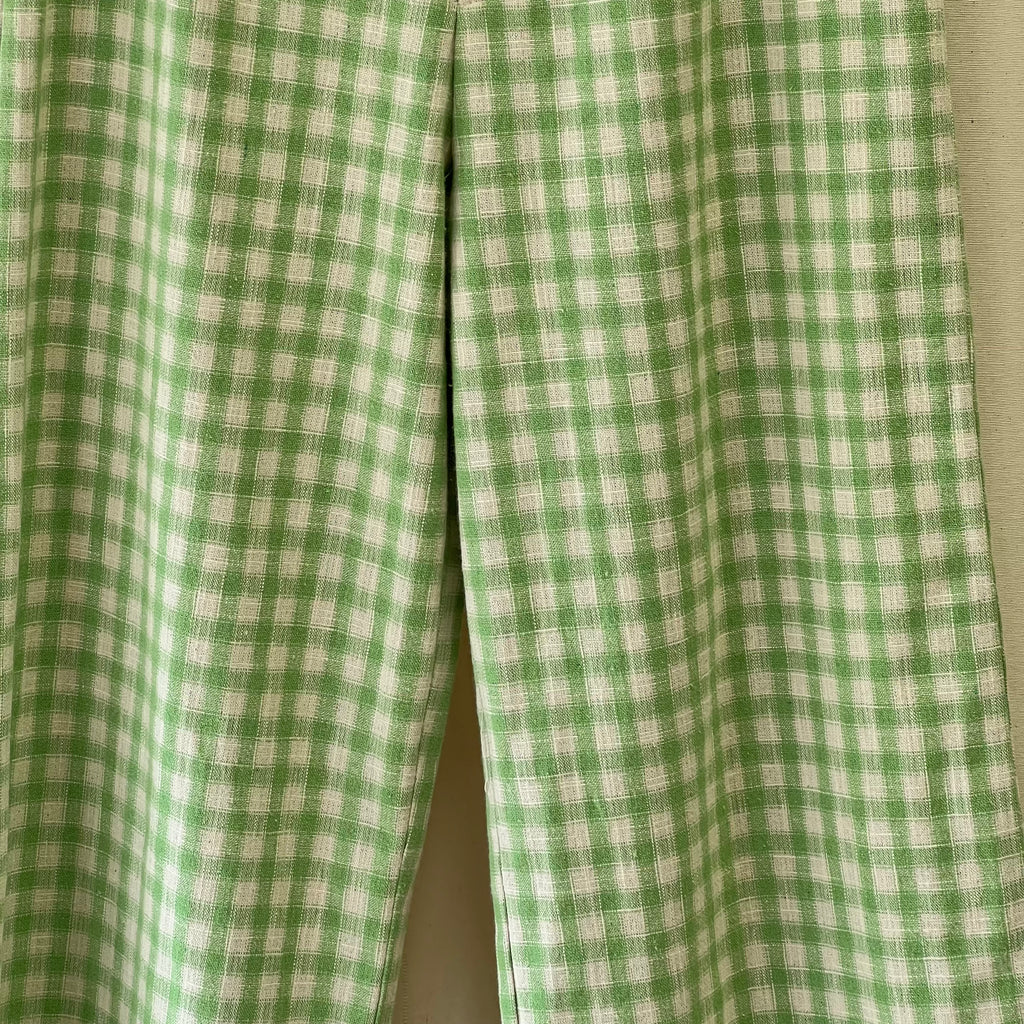 Zara wide leg trousers in cream and green gingham