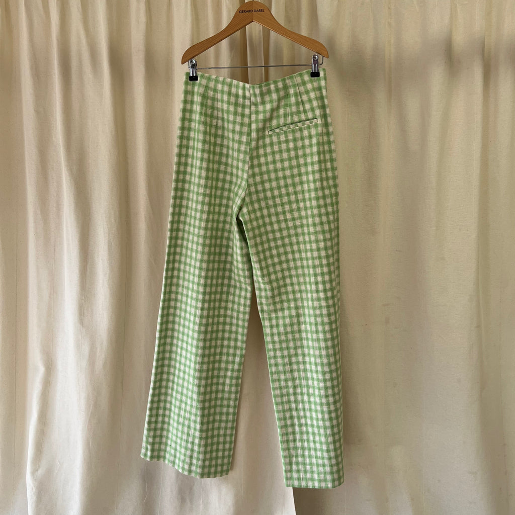 Zara wide leg trousers in cream and green gingham