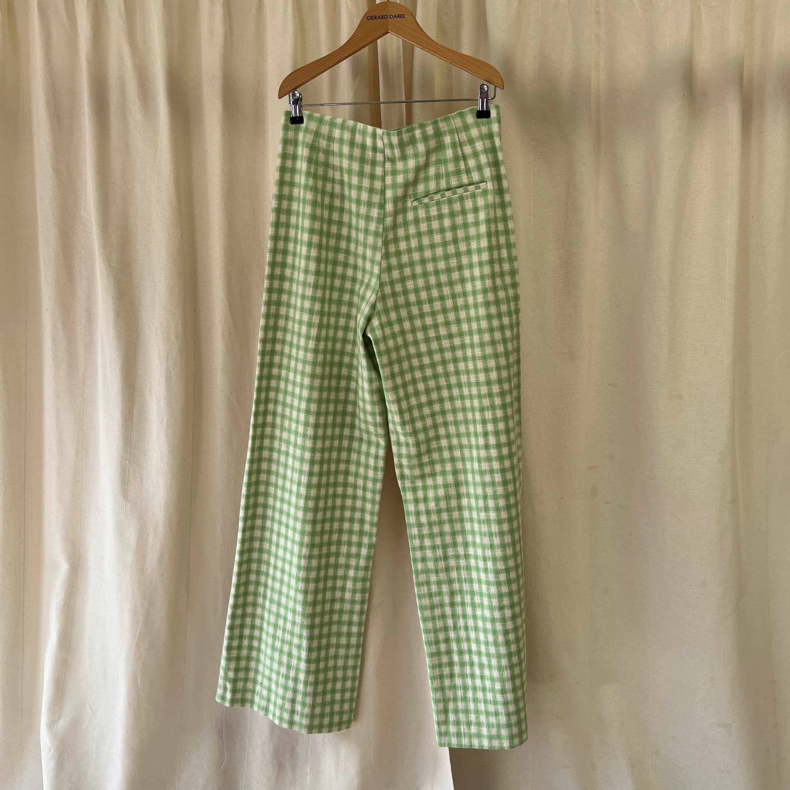 Zara wide leg trousers in cream and green gingham