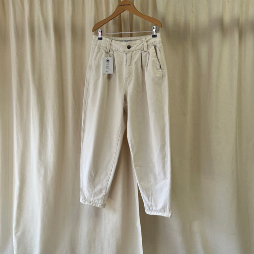 Bershka barrel leg jeans in cream