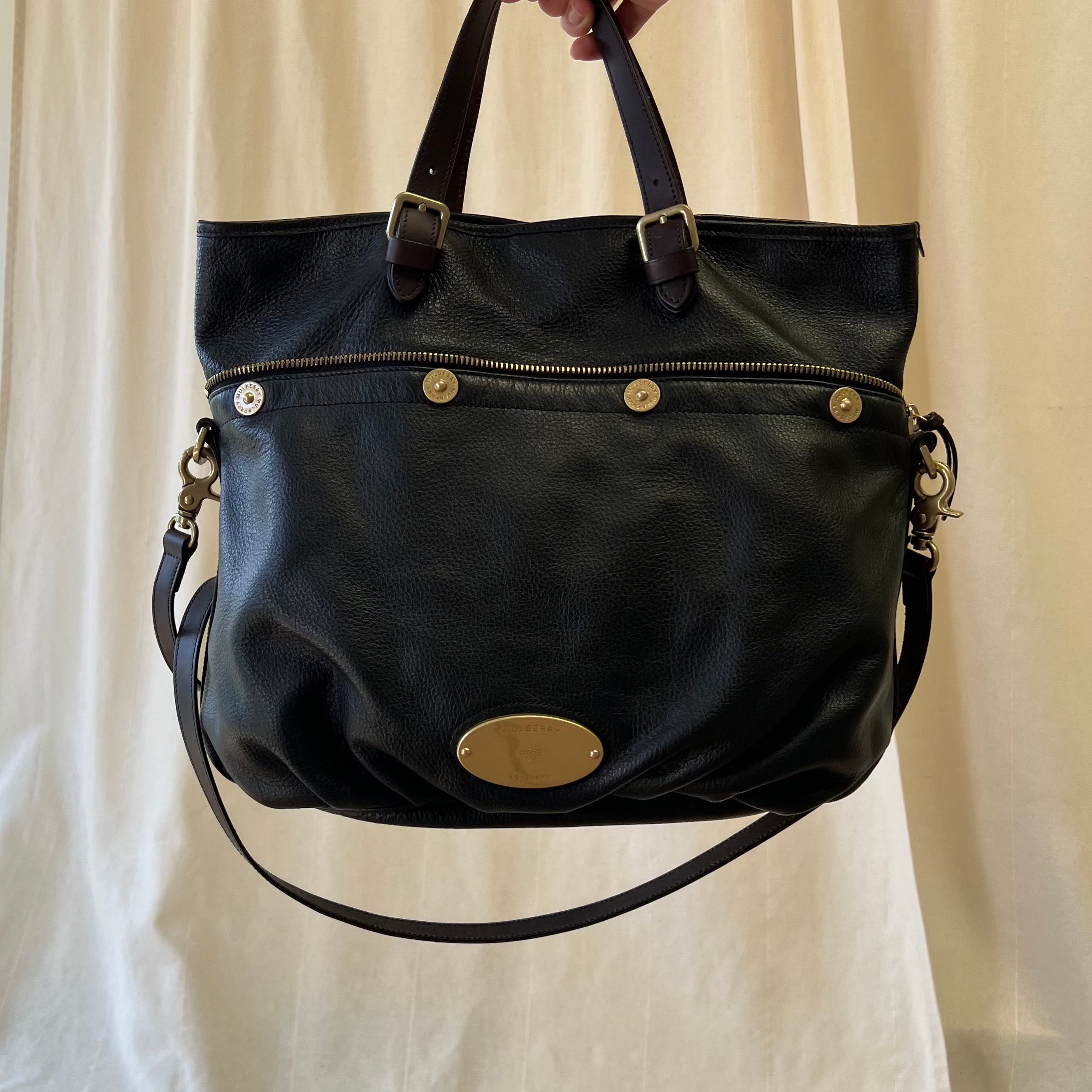 Mulberry mitzy hobo bag with long strap in black