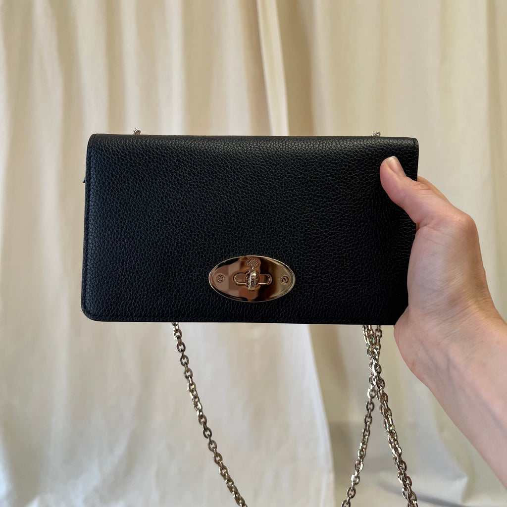Mulberry Bayswater wallet on chain in black