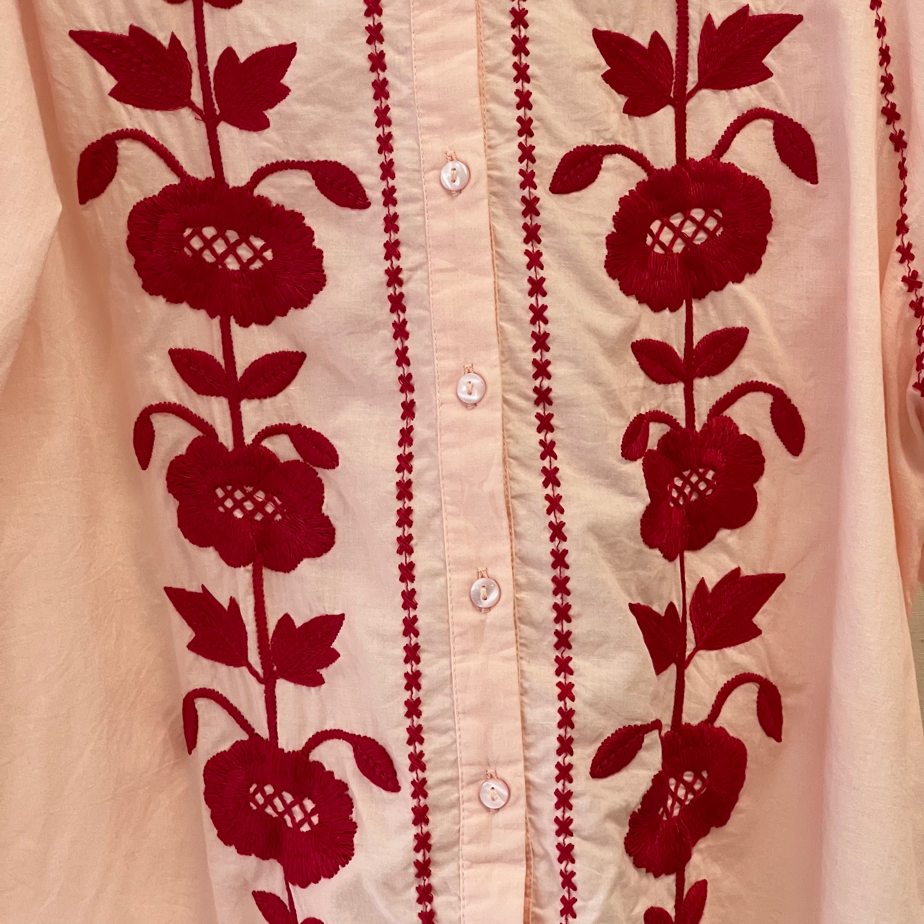 Monsoon blouse with embroidered pattern in red and pink