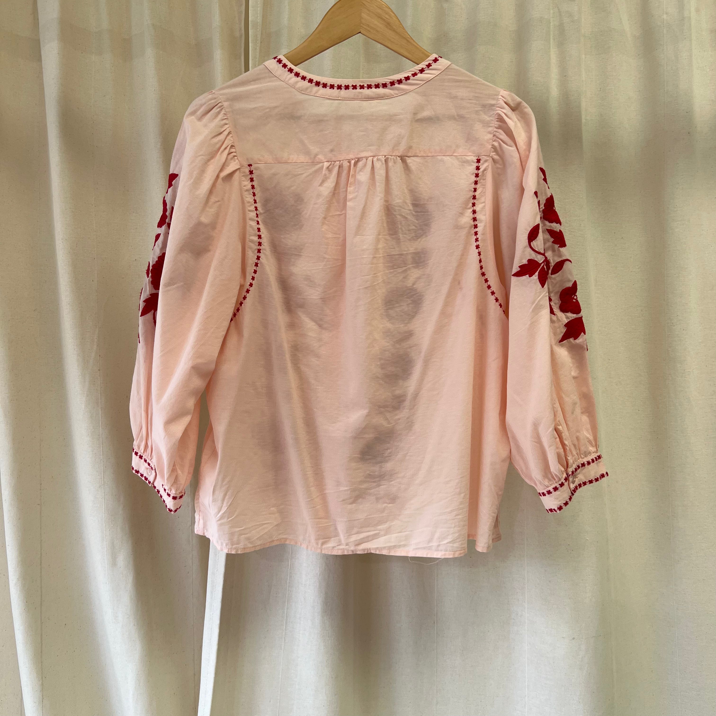 Monsoon blouse with embroidered pattern in red and pink