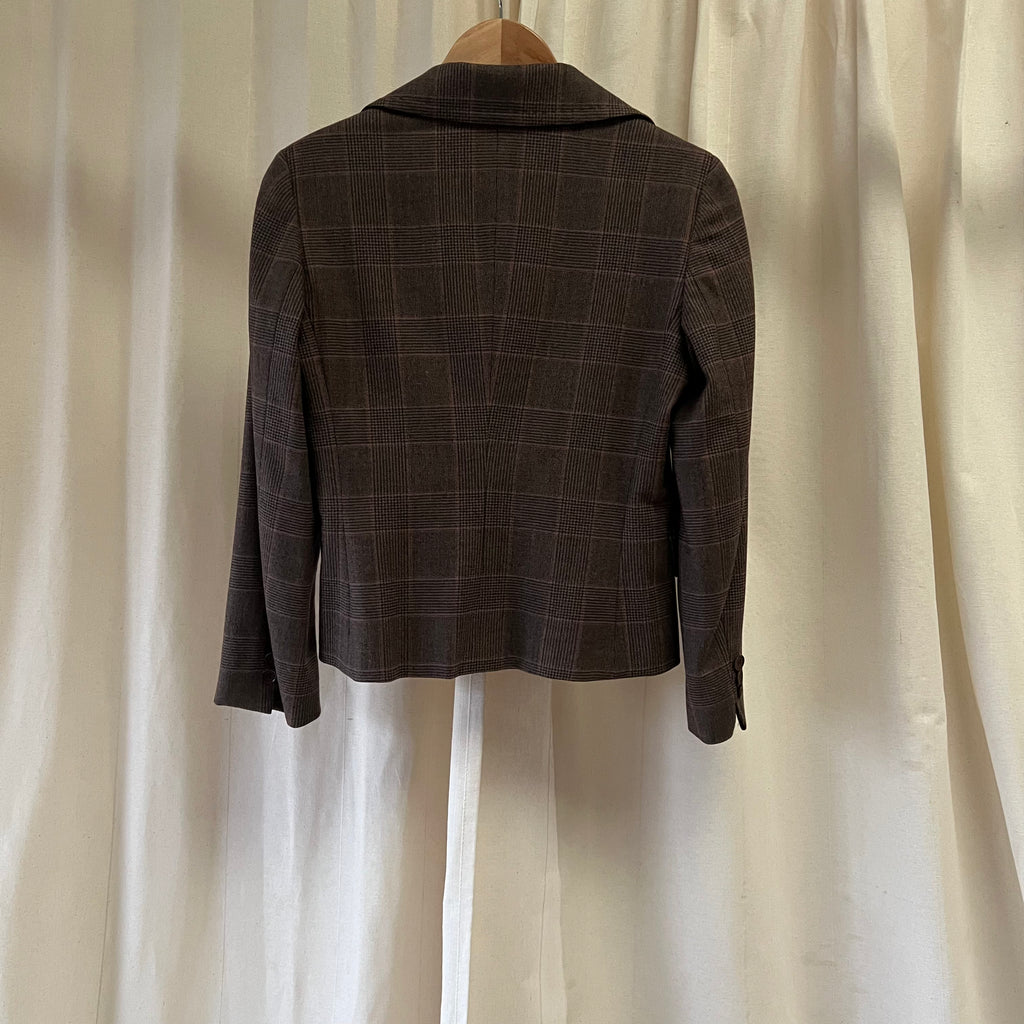 Max Mara plaid blazer in brown with purple and orange check