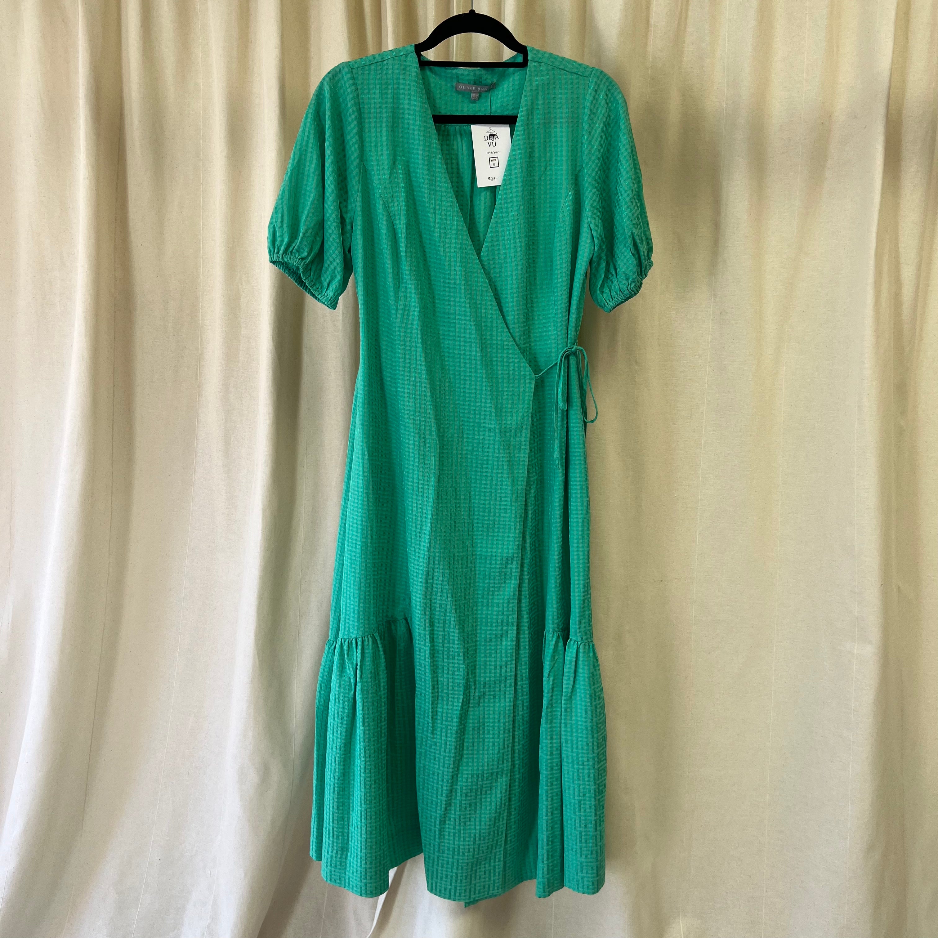 green emerald velvet dress Oliver Bonas short sleeve wrap maxi dress in green – Déjà Vu