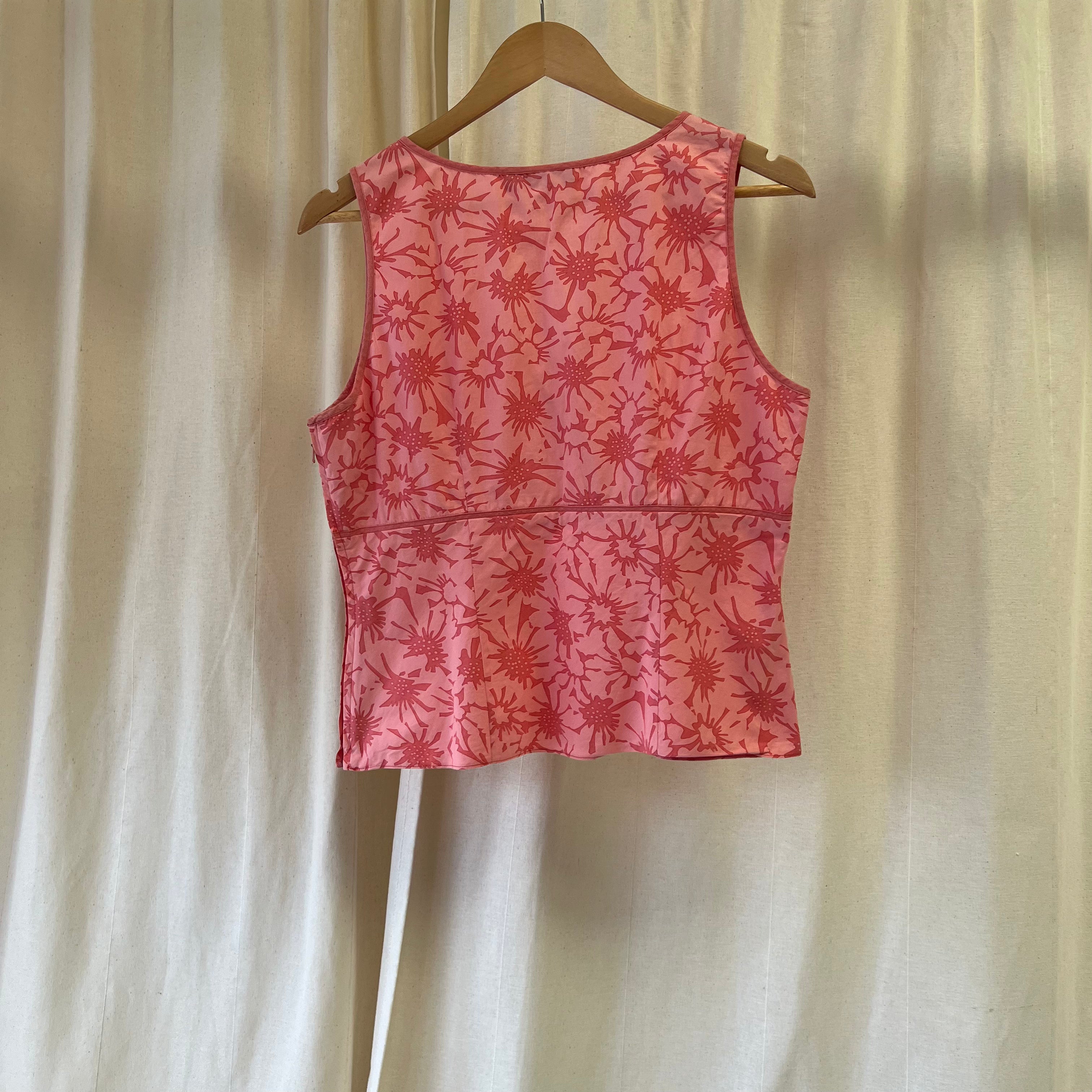 Principles flower print sleeveless top in two toned pink