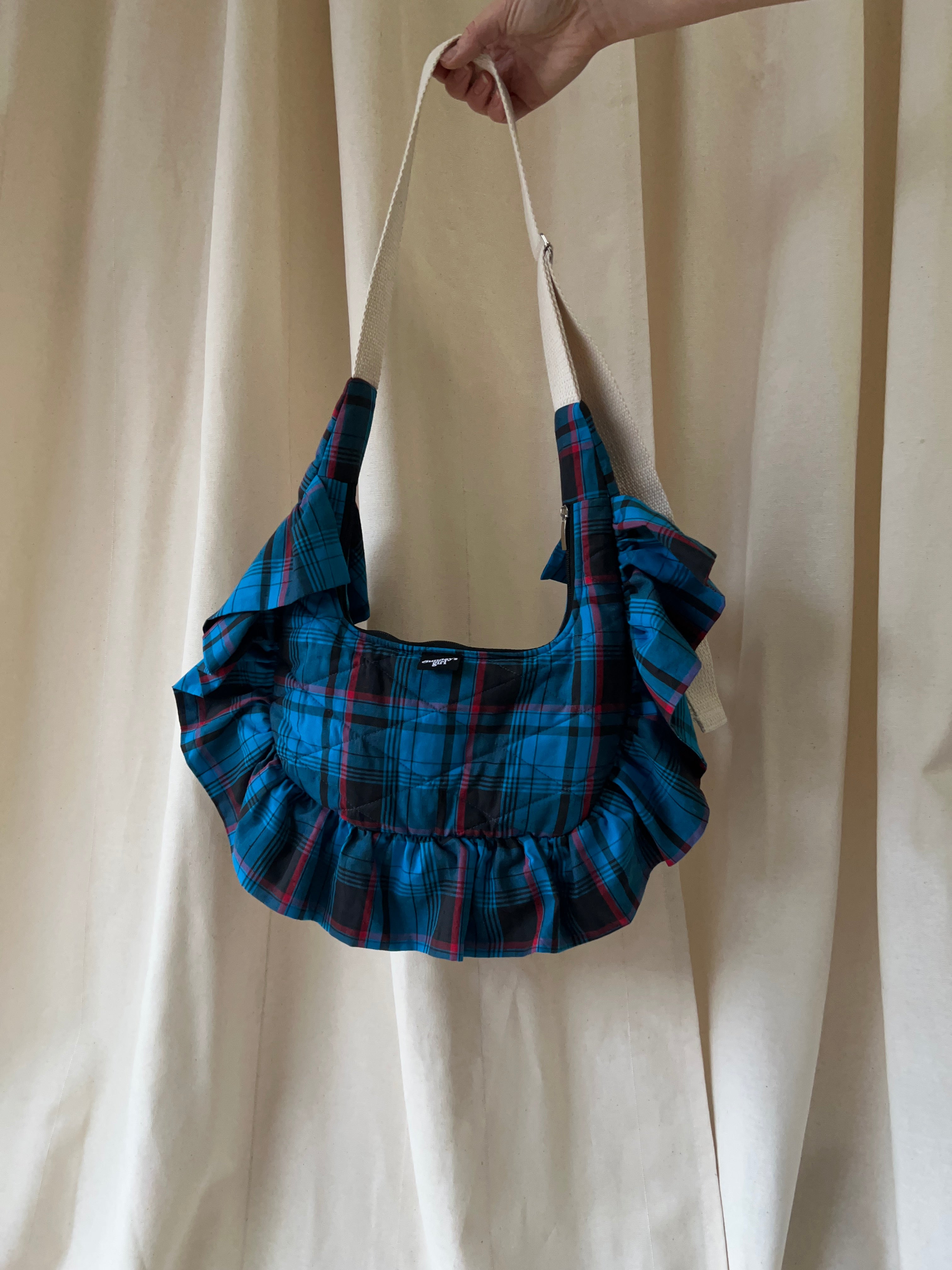Sunday's Girl tartan quilted bag in blue