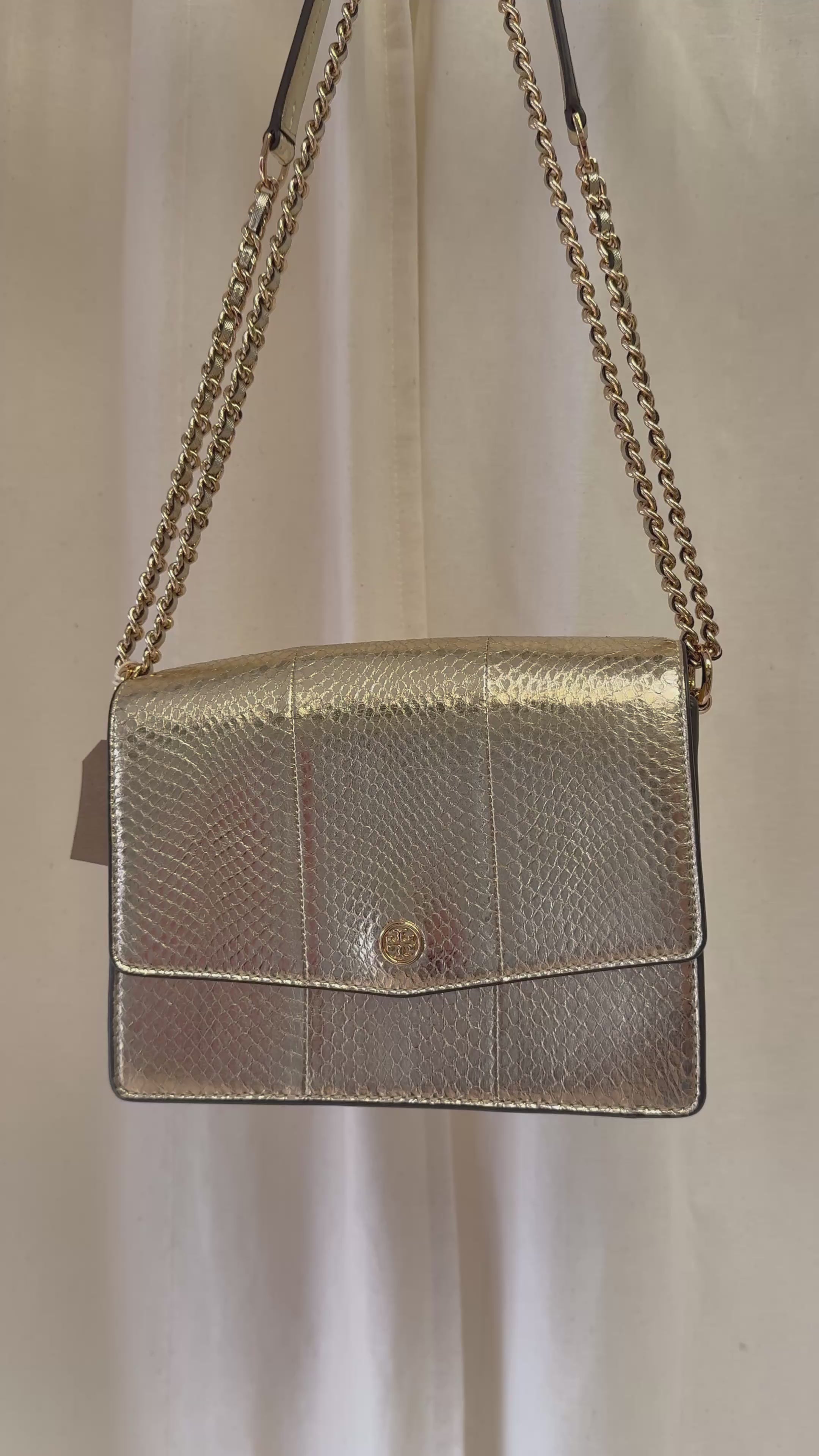 Tory Burch Robinson Convertible Exotic in Gold